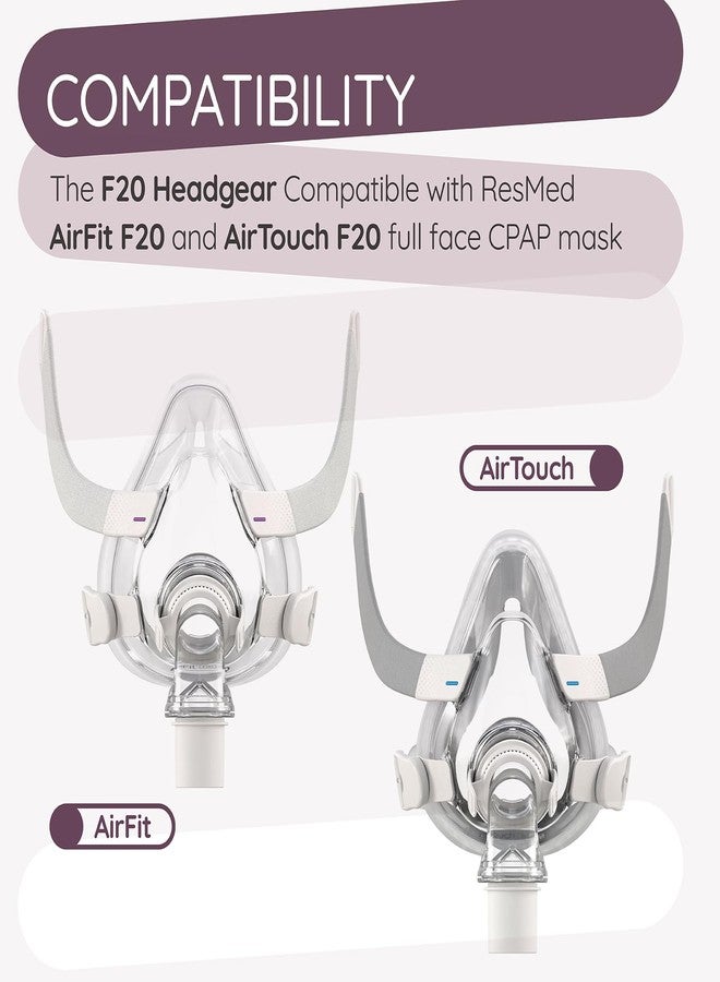 Ximoon F20 CPAP Headgear Straps Medium Compatible with ResMed AirFit/AirTouch F20 Full Face Mask- Adjustable Headgear CPAP Replacement Supplies Part for Airfit F20 (2 Magnetic Clips) - Image 4